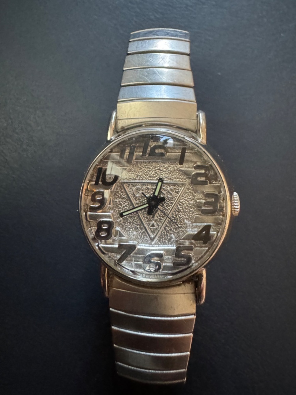 Vintage 1996 GUESS Inc. Silver-Tone Watch & Expandable Band - NEW Battery